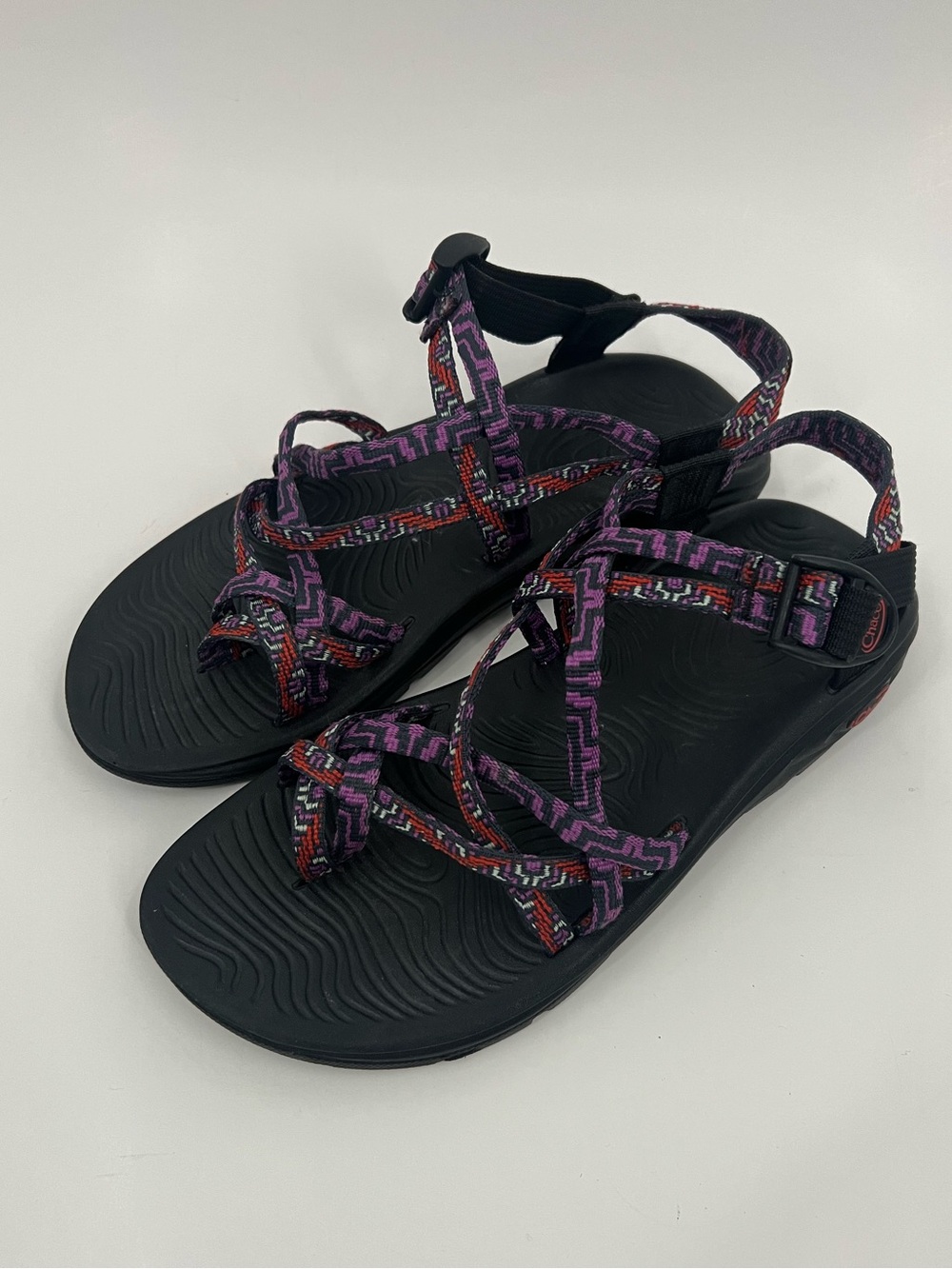 Chaco Women's Z/Cloud Strappy Sandal — Black with Purple Pattern
